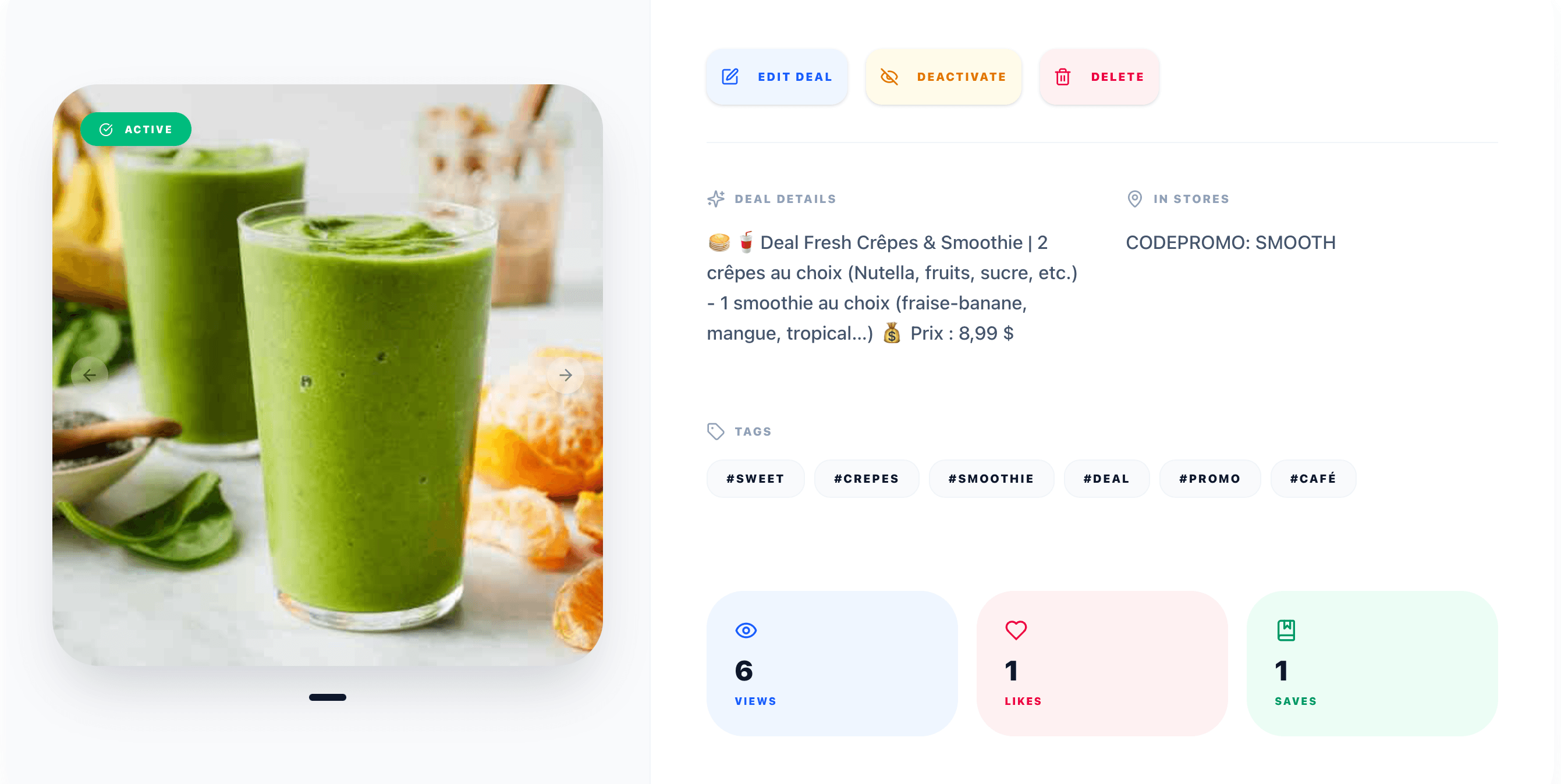 Deals Management Interface